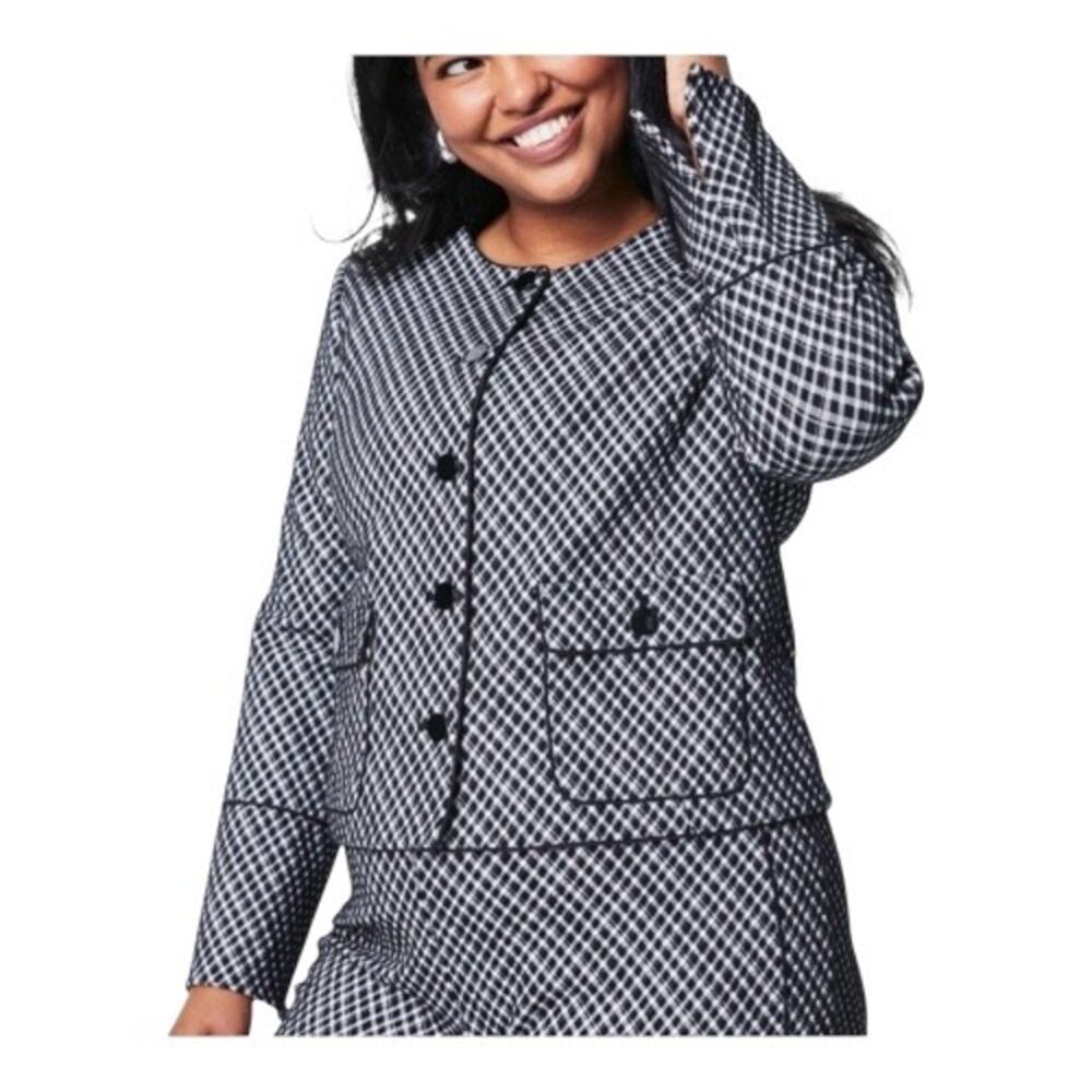 Spanx Blazer Woman Small Black White Plaid Ponte NWT